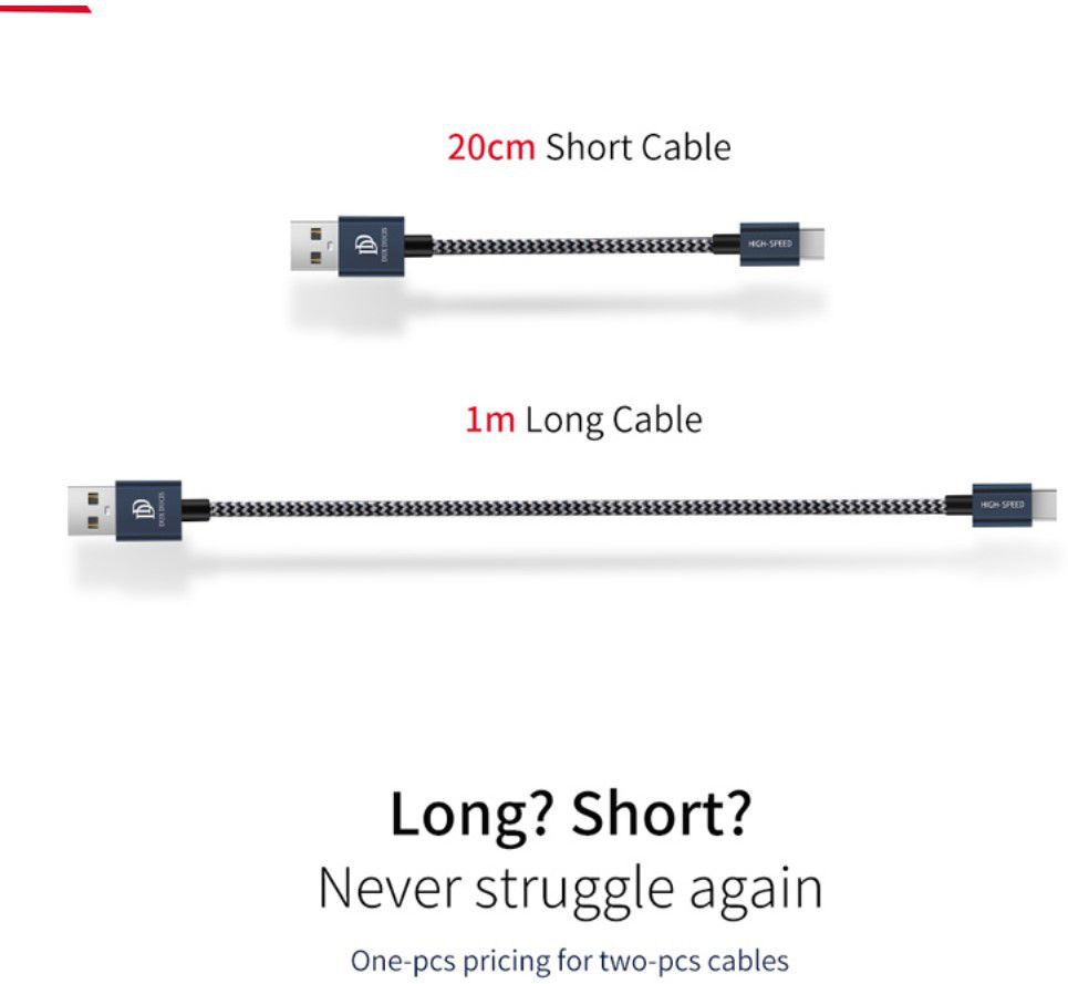 Dux Ducis USB C kabels Set Gevlochten 1 en 0,2 meter Zilver afbeelding 5
