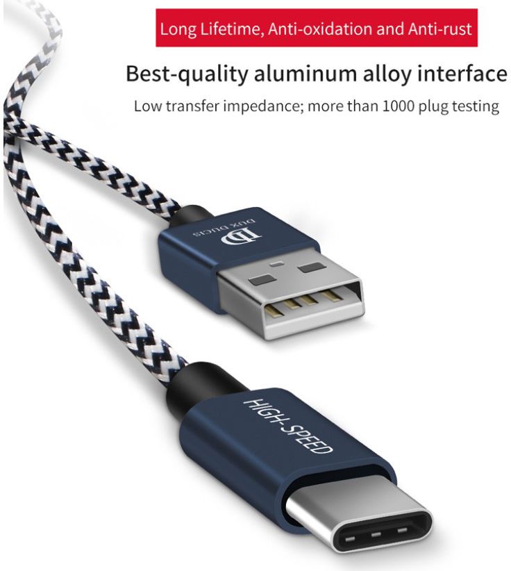 Dux Ducis USB C kabels Set Gevlochten 1 en 0,2 meter Zilver afbeelding 8