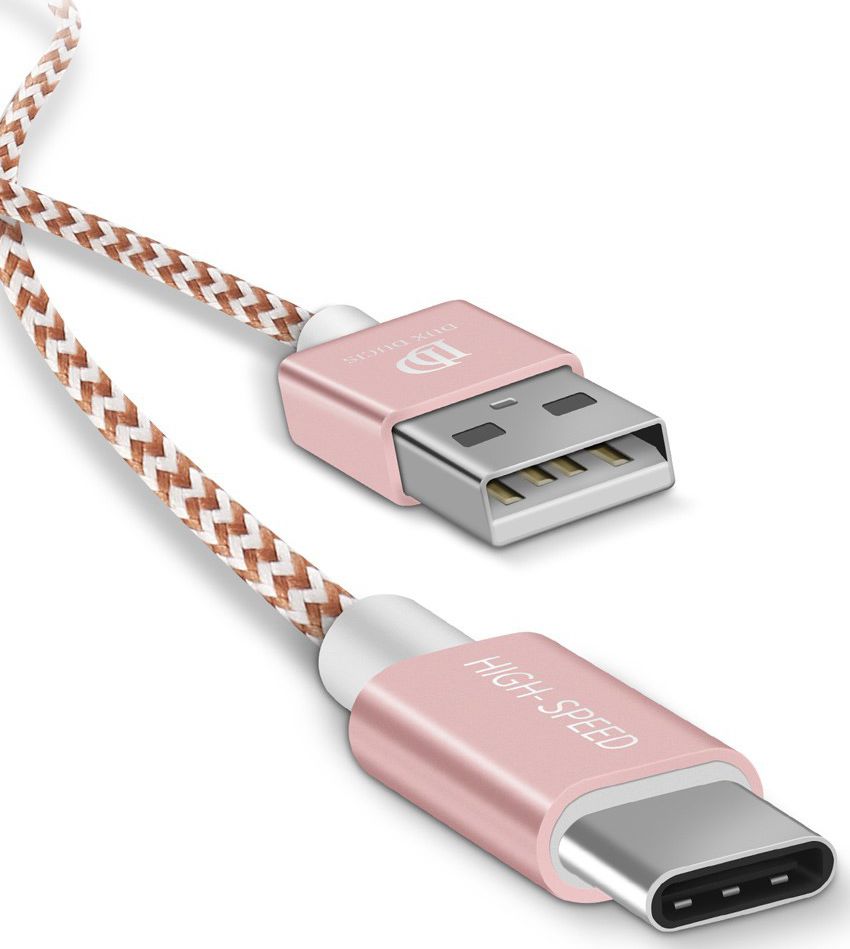 Dux Ducis USB C kabels Set Gevlochten 1 en 0,2 meter Roze Goud afbeelding 3