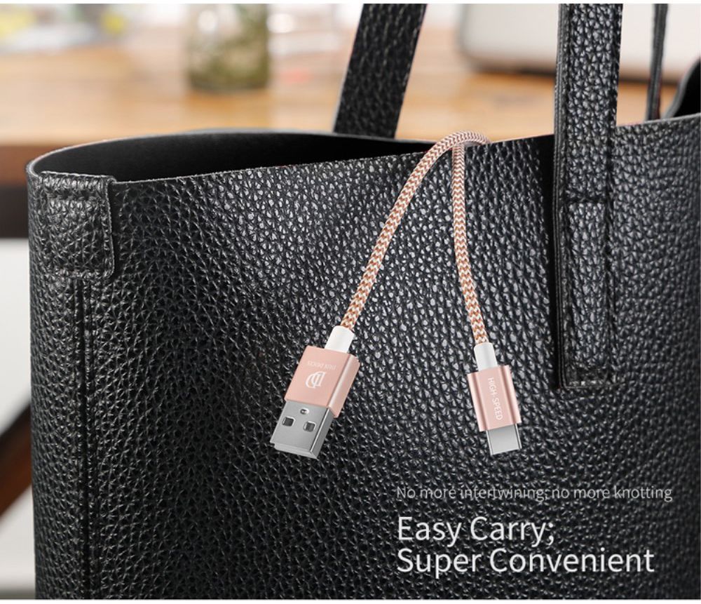 Dux Ducis USB C kabels Set Gevlochten 1 en 0,2 meter Roze Goud afbeelding 5