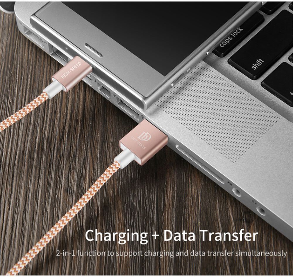 Dux Ducis USB C kabels Set Gevlochten 1 en 0,2 meter Roze Goud afbeelding 9