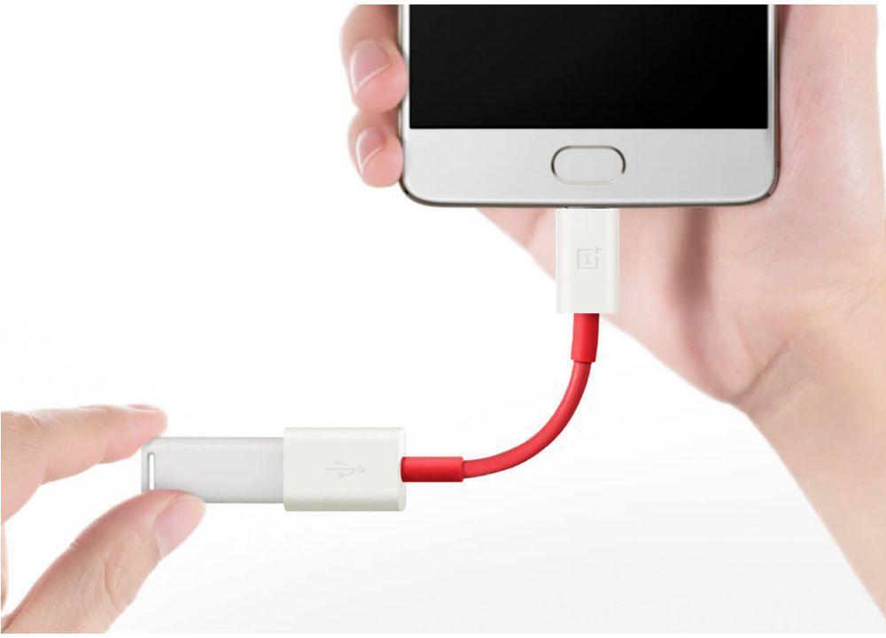 OnePlus Universele USB-C naar USB-A Adapter Rood/Wit afbeelding 2