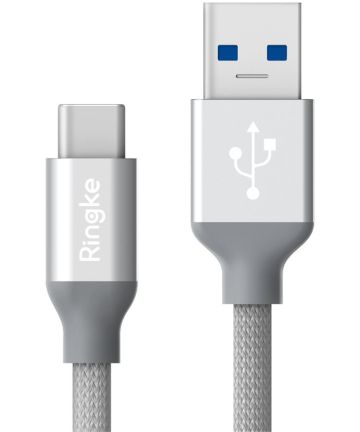 Ringke USB-C Kabel Gevlochten 1 meter Grijs Kabels