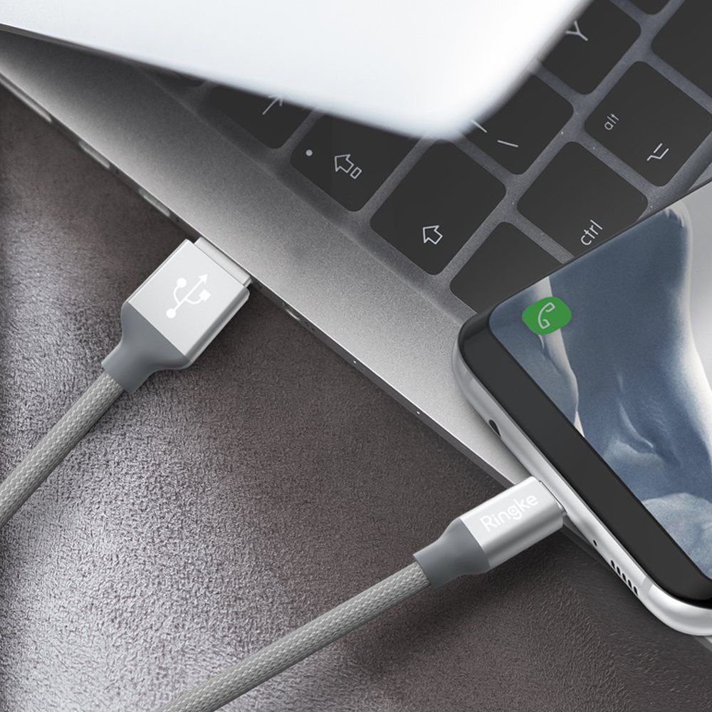 Ringke USB-C Kabel Gevlochten 1 meter Grijs afbeelding 3