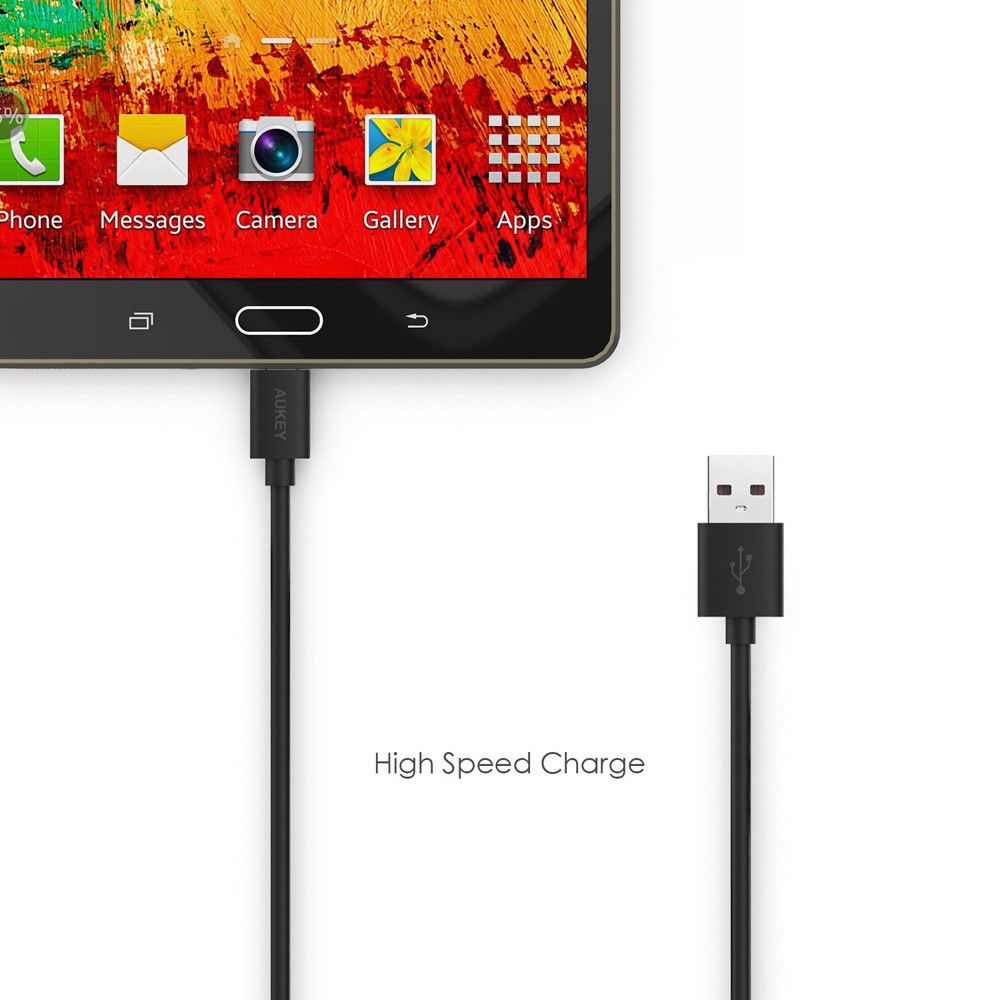Aukey Micro USB Kabel Set van 3 Stuks Zwart afbeelding 5