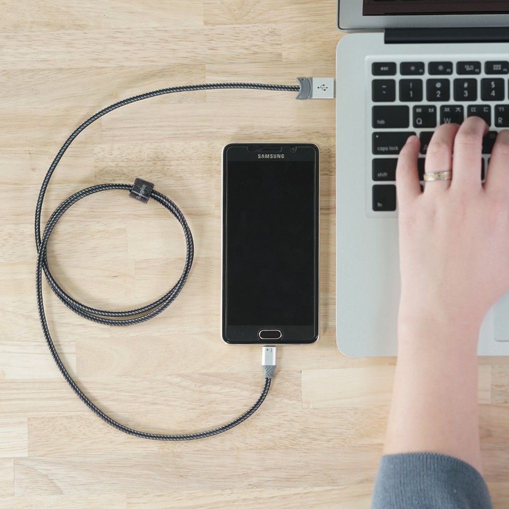 Ringke Smart Fish Micro-USB Kabel Gevlochten 0.2 Meter Grijs afbeelding 9
