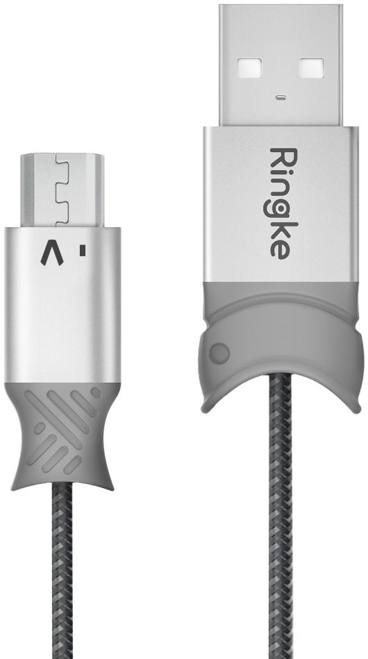 Ringke Smart Fish Micro-USB Kabel Gevlochten 0.2 Meter Grijs afbeelding 1