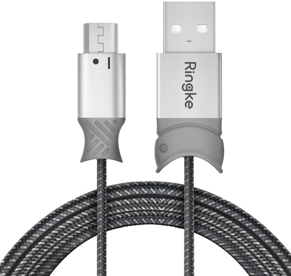 Ringke Smart Fish Micro-USB Kabel Gevlochten 0.2 Meter Grijs afbeelding 2