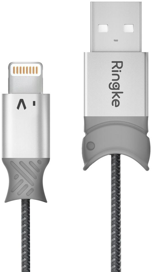 Ringke Gevlochten iPhone Kabel 1.2 Meter Grijs afbeelding 5