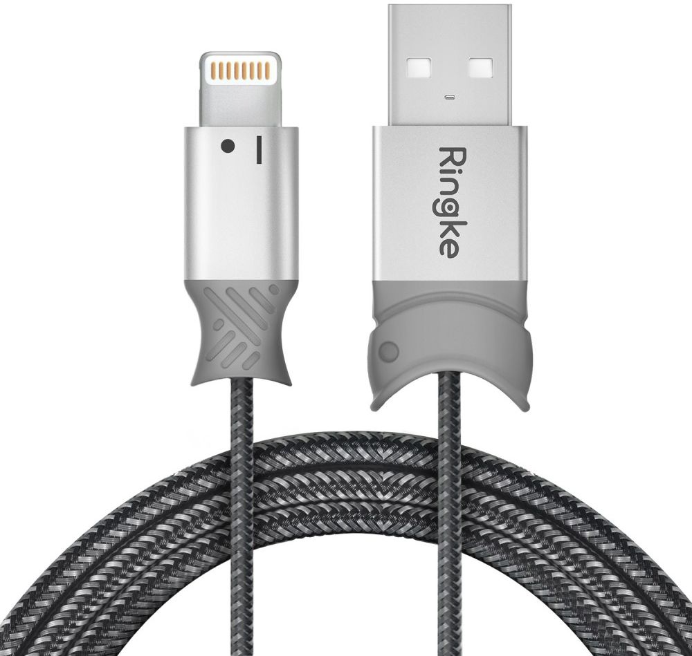 Ringke Gevlochten iPhone Kabel 1.2 Meter Grijs afbeelding 1
