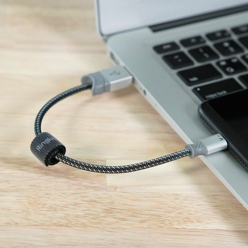 Ringke Gevlochten iPhone Kabel 20CM Grijs afbeelding 6