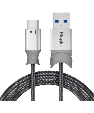 Ringke Smart Fish USB-C Kabel Gevlochten 1.2 Meter Grijs Kabels