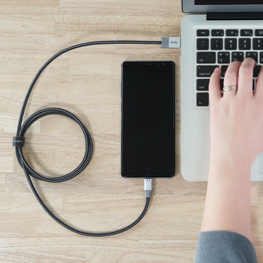 Ringke Smart Fish USB-C Kabel Gevlochten 1.2 Meter Grijs afbeelding 4