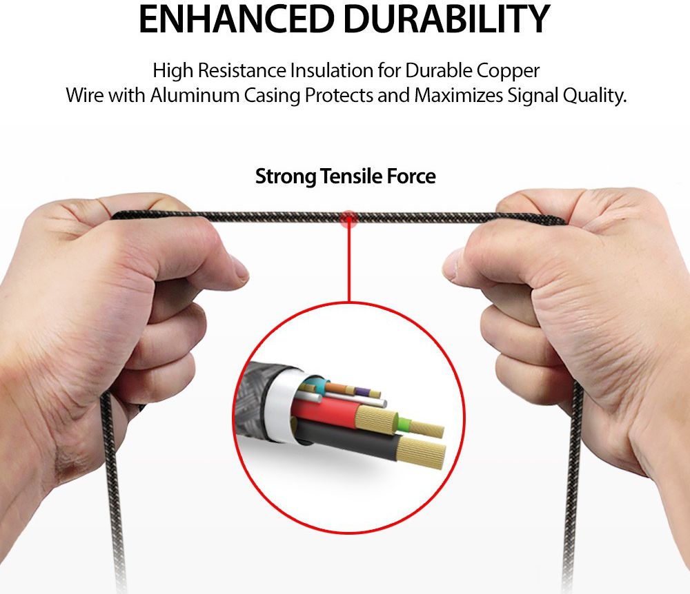 Ringke Smart Fish USB-C Kabel Gevlochten 1.2 Meter Grijs afbeelding 7