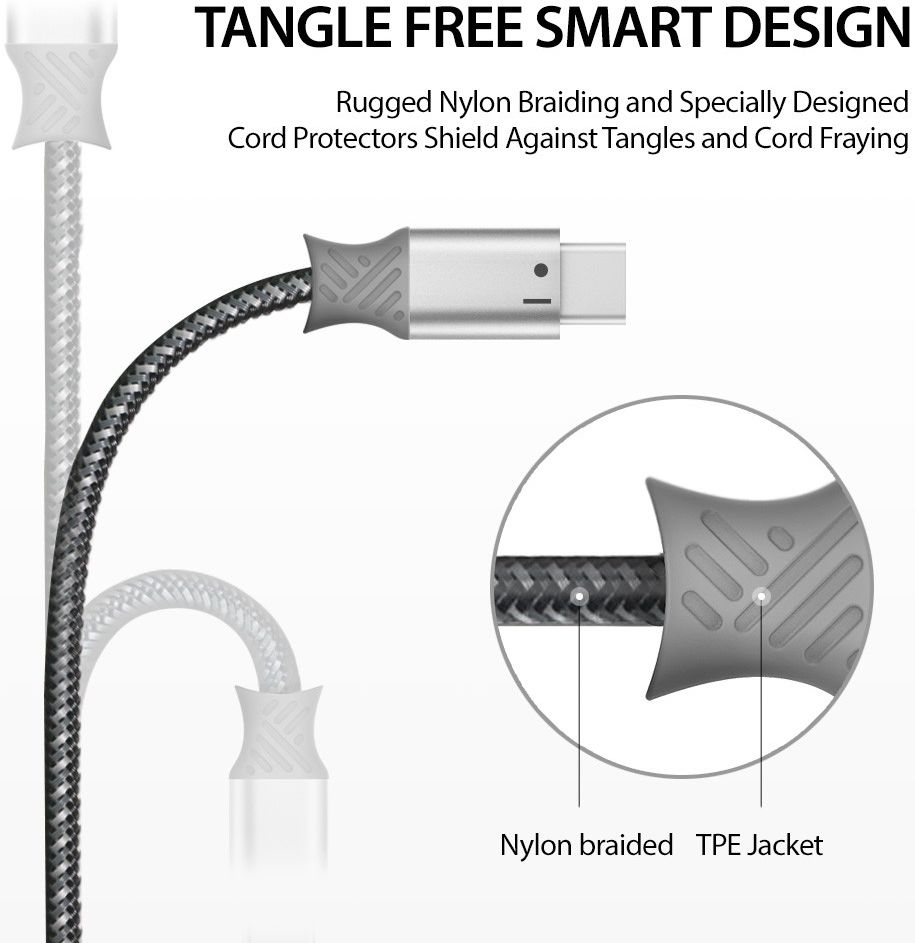 Ringke Smart Fish USB-C Kabel Gevlochten 1.2 Meter Grijs afbeelding 9