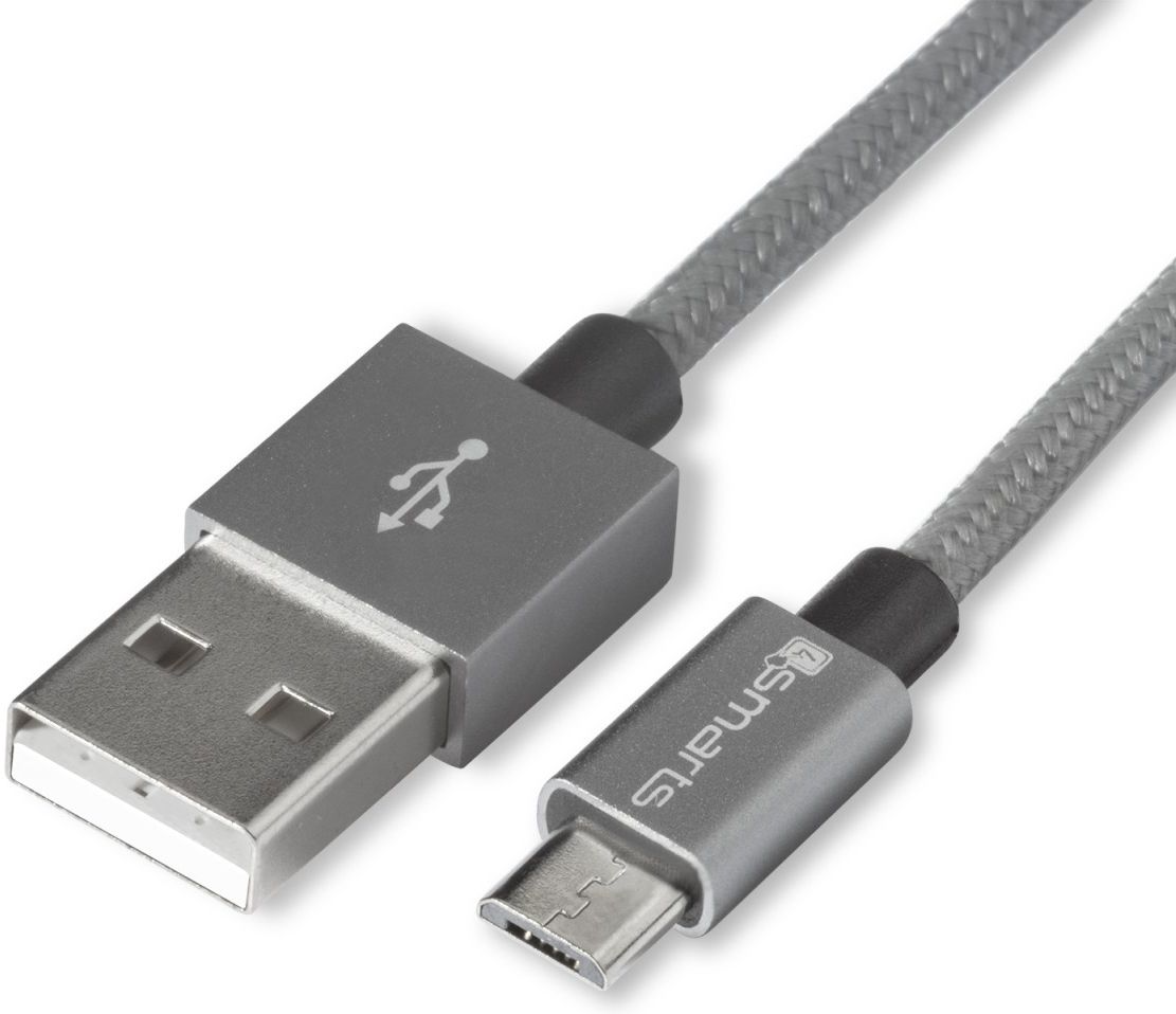 4smarts Basic RAPIDCord Micro-USB Kabel 2 Meter Grijs afbeelding 1