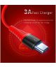 ROCK Gevlochten Fast Charge 3A USB C Kabel 25cm Rood