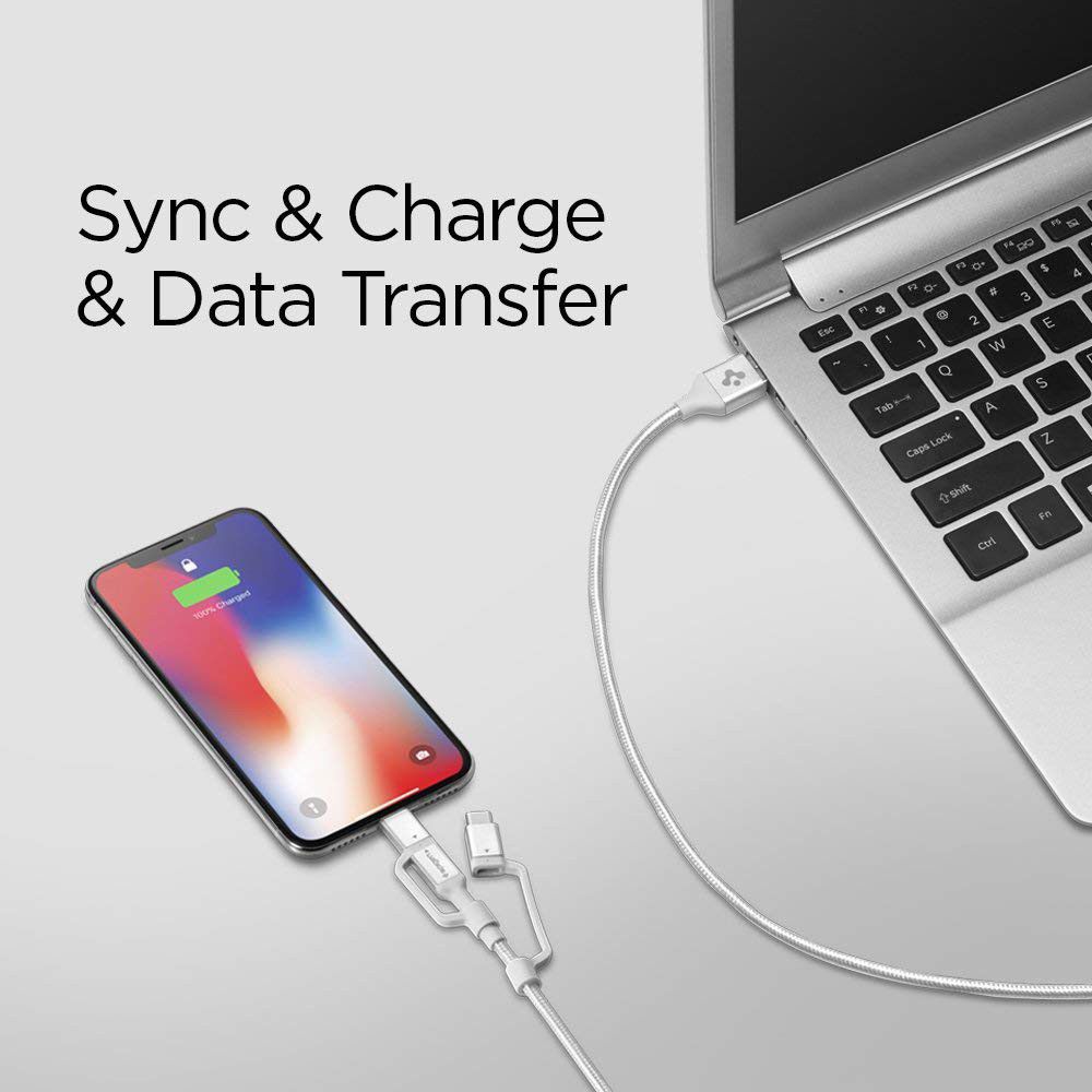 Spigen Essential 3-in-1 Kabelset 1.5 Meter Zilver afbeelding 5