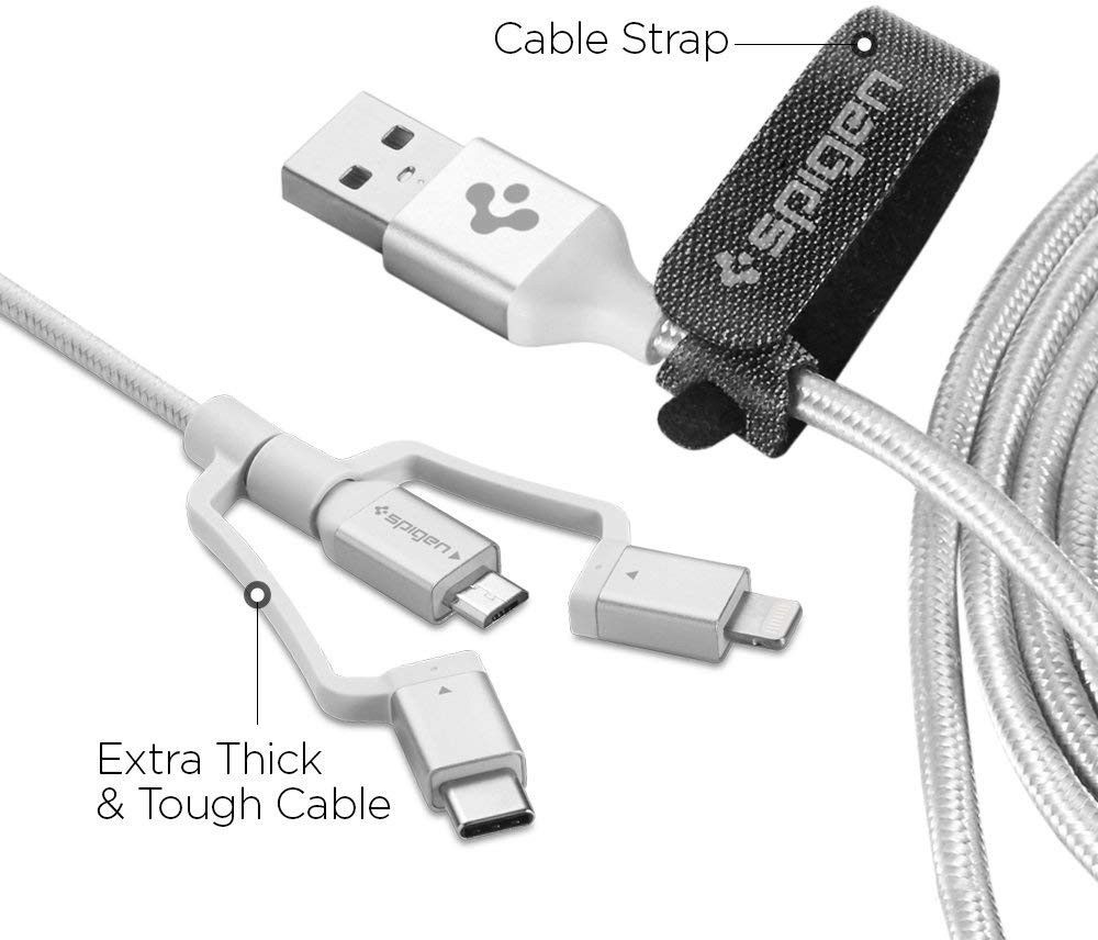 Spigen Essential 3-in-1 Kabelset 1.5 Meter Zilver afbeelding 7