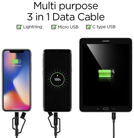Spigen Essential 3-in-1 Kabelset 1.5 Meter Gold afbeelding 4