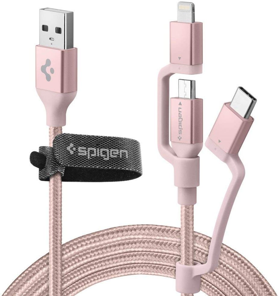 Spigen Essential 3-in-1 Kabelset 1.5 Meter Rose Gold afbeelding 1