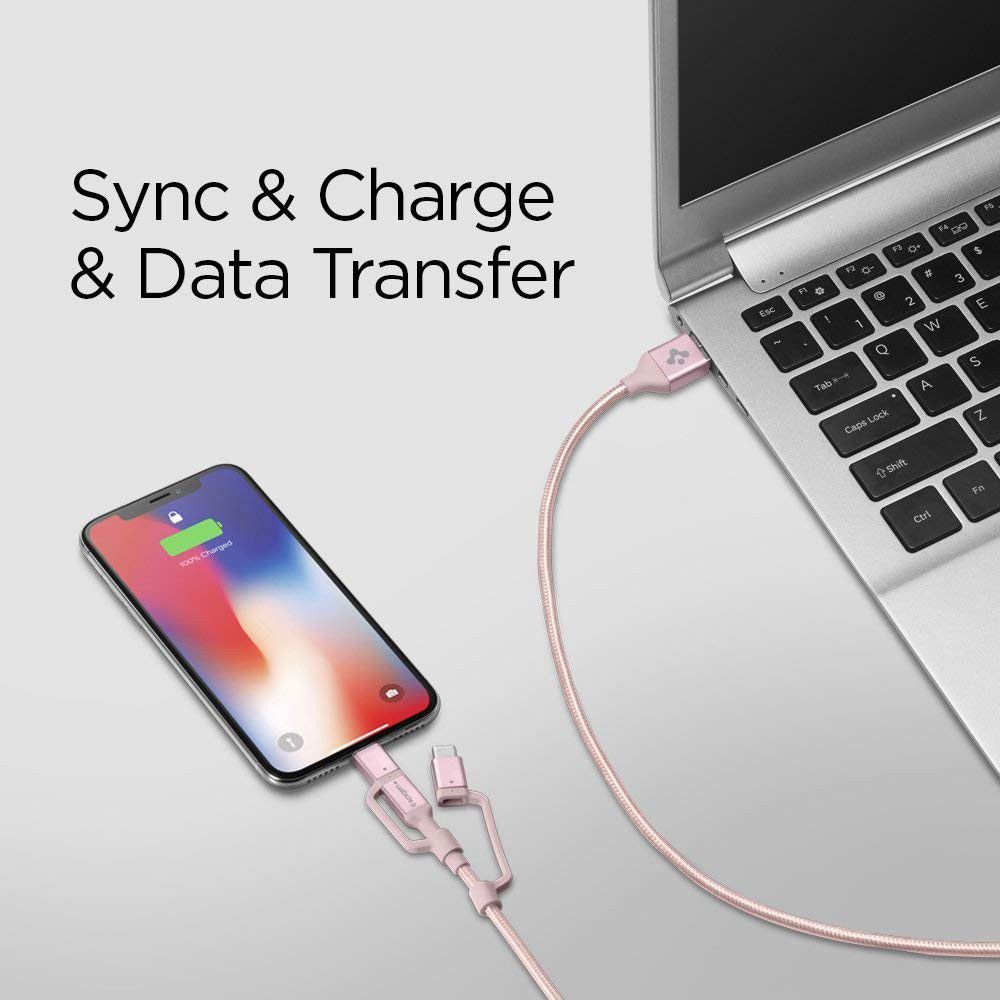 Spigen Essential 3-in-1 Kabelset 1.5 Meter Rose Gold afbeelding 4