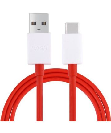 Originele OnePlus Dash USB-C kabel 1m Rood/Wit Kabels