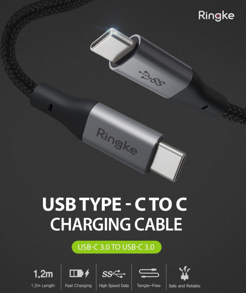 Ringke USB-C naar USB-C Kabel 1.2 Meter Zwart afbeelding 2