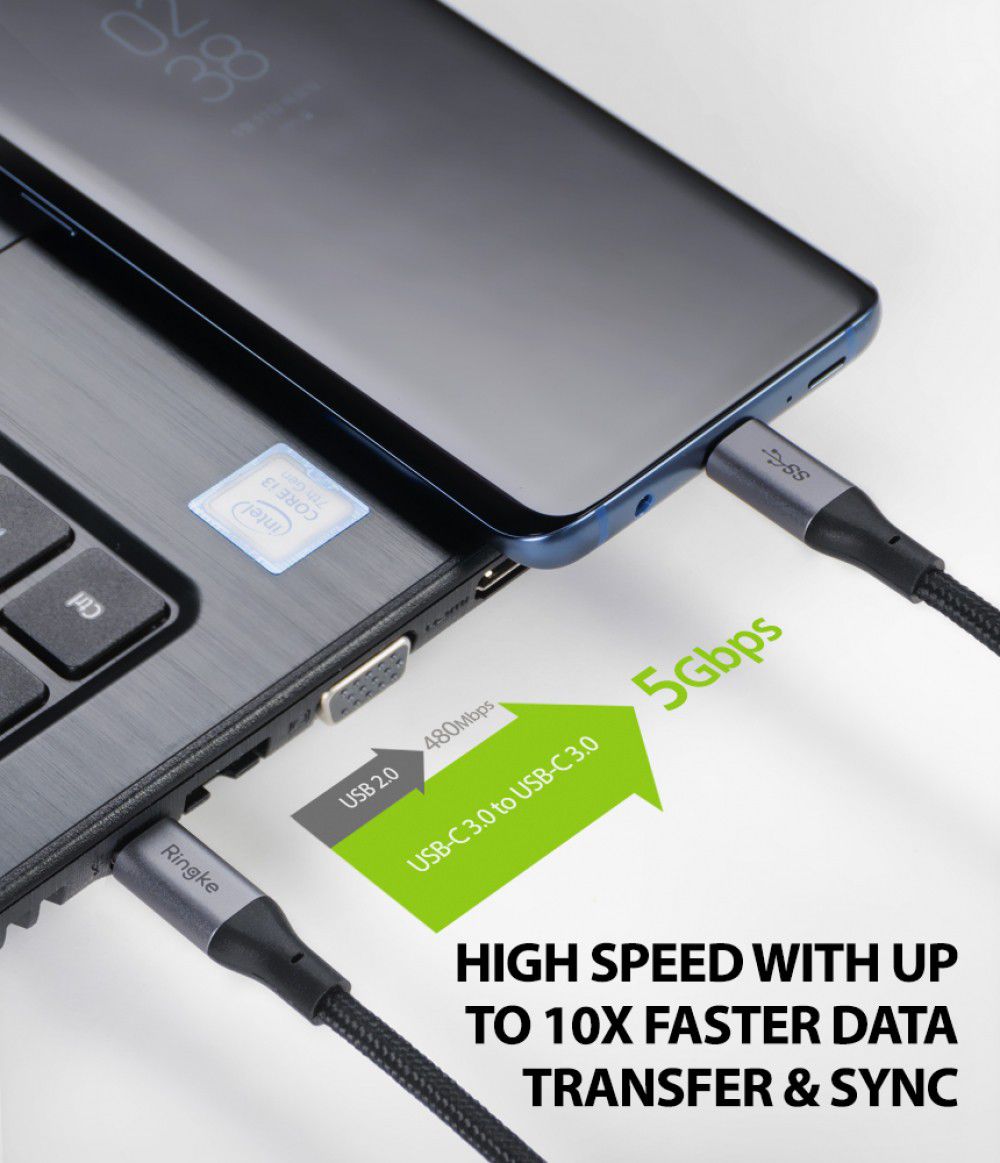 Ringke USB-C naar USB-C Kabel 1.2 Meter Zwart afbeelding 8