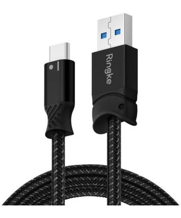Ringke Smart Fish USB-C Kabel Gevlochten 1.2 Meter Zwart Kabels