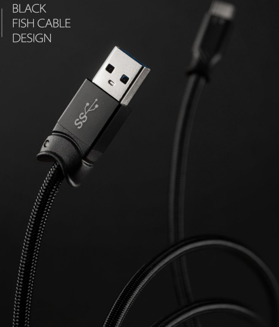 Ringke Smart Fish USB-C Kabel Gevlochten 1.2 Meter Zwart afbeelding 5