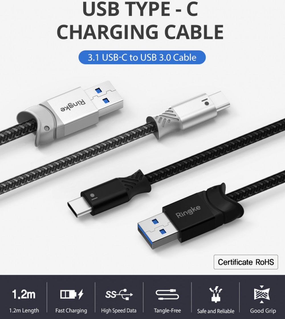 Ringke Smart Fish USB-C Kabel Gevlochten 1.2 Meter Zwart afbeelding 12