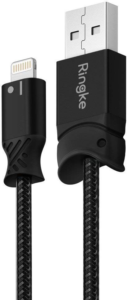 Ringke Gevlochten iPhone Kabel 1.2 Meter Zwart afbeelding 1
