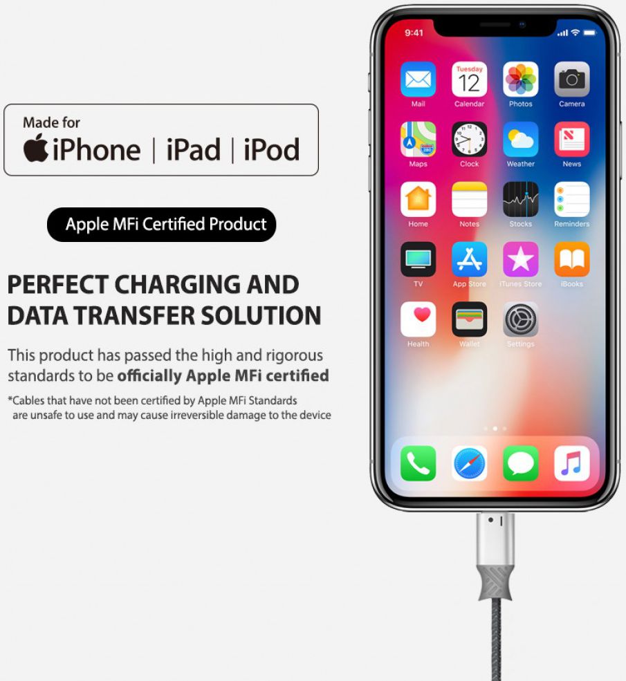 Ringke Gevlochten iPhone Kabel 1.2 Meter Zwart afbeelding 7