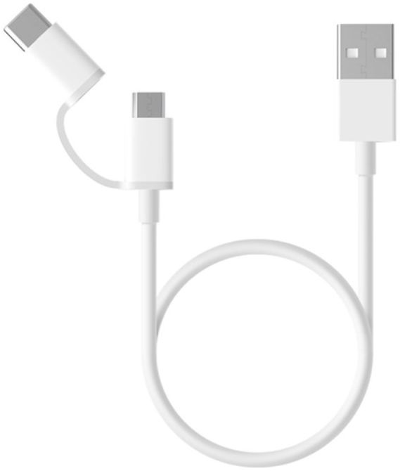 Xiaomi Duo Kabel USB-C Micro USB 30 CM Wit afbeelding 1
