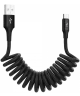 SBG Universele Rekbare USB-C Krulsnoer Kabel 1 Meter Zwart