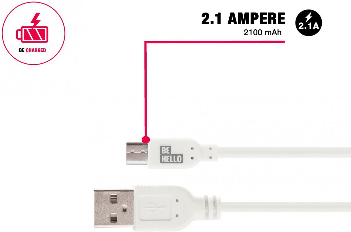 BeHello 0.15 Meter Micro-USB Kabel Wit afbeelding 3