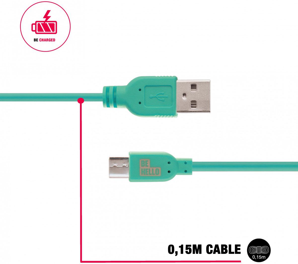 BeHello 0.15 Meter Micro-USB Kabel Groen afbeelding 2