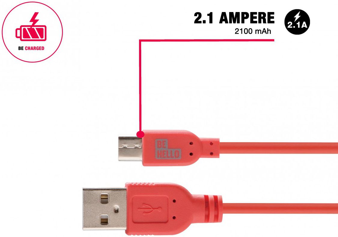 BeHello 0.15 Meter Micro-USB Kabel Rood afbeelding 3