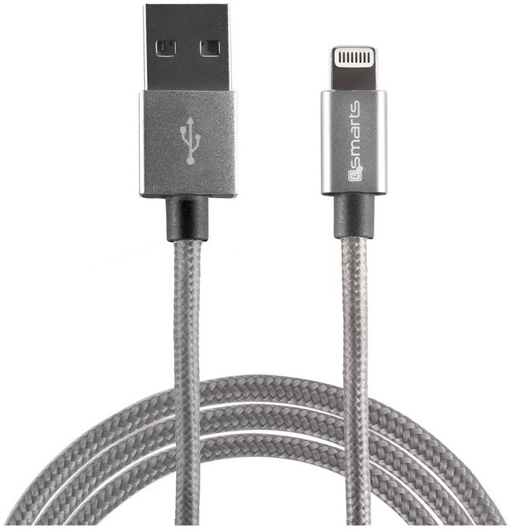 4smarts RAPIDCord USB naar Lightning Kabel Grijs 2 Meter afbeelding 1