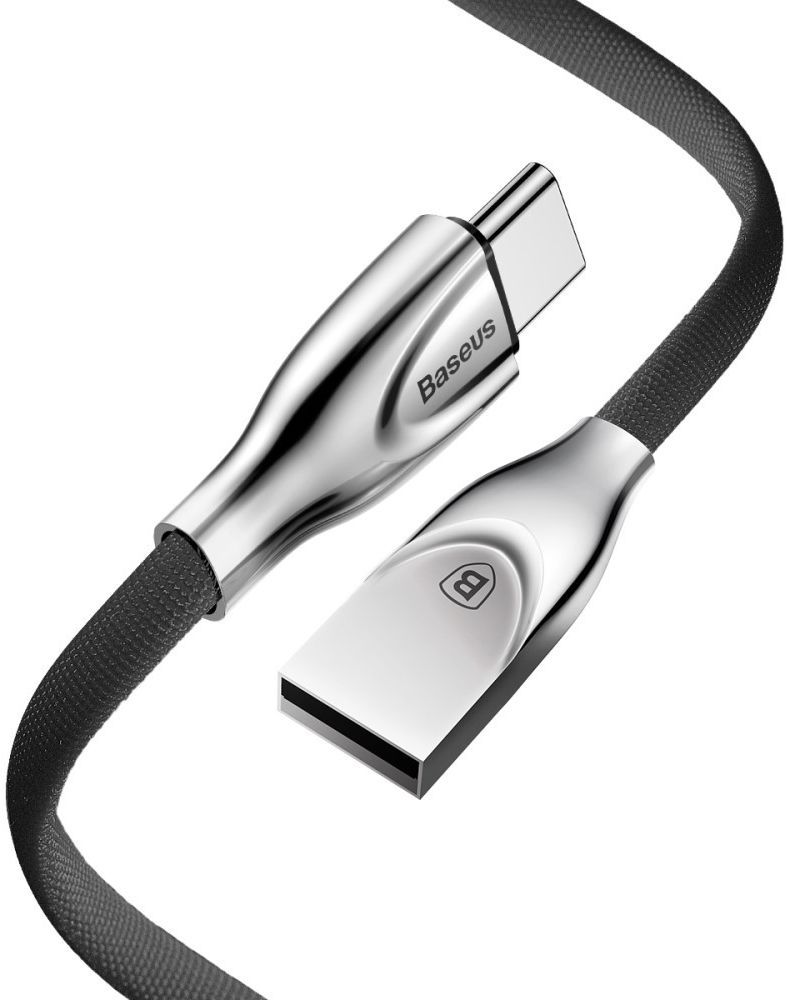 Baseus USB-C Gewoven Data Kabel 1M Zwart afbeelding 2