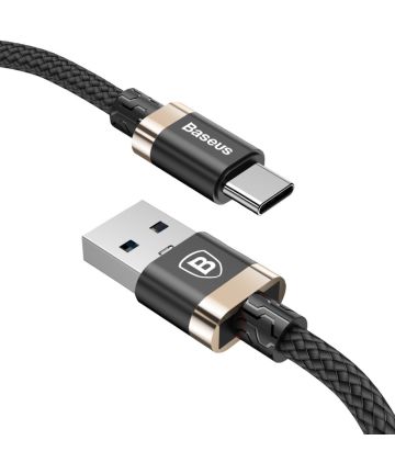 Baseus Gevlochten USB-C Fast Charge Kabel 1.5 Meter 3A Zwart Kabels