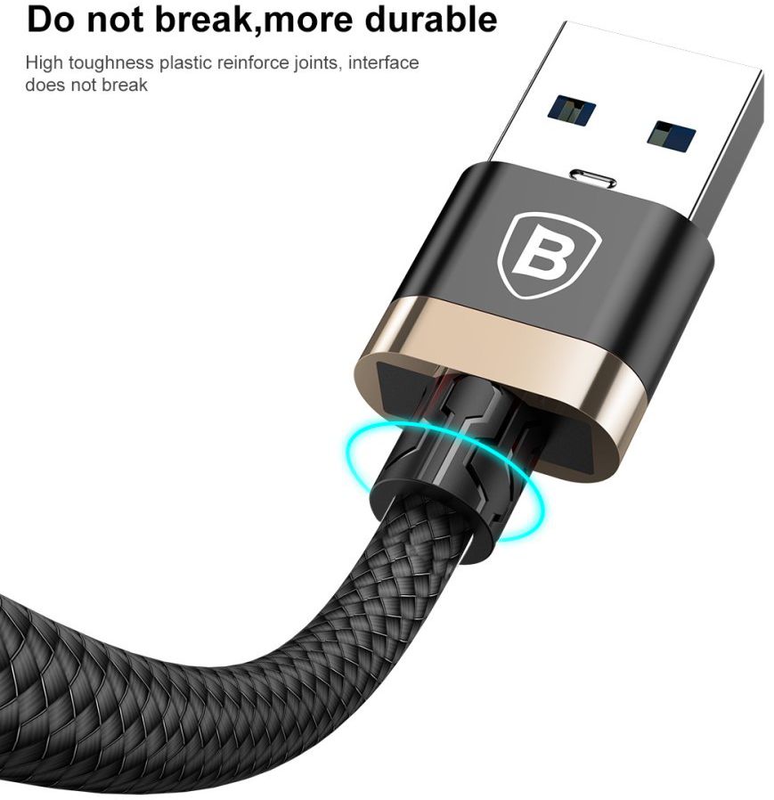 Baseus Gevlochten USB-C Fast Charge Kabel 1.5 Meter 3A Zwart afbeelding 4