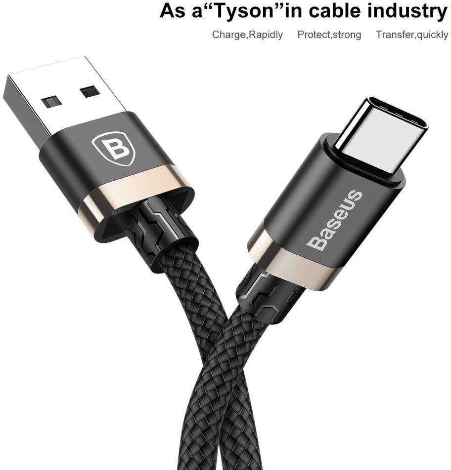 Baseus Gevlochten USB-C Fast Charge Kabel 1.5 Meter 3A Zwart afbeelding 6