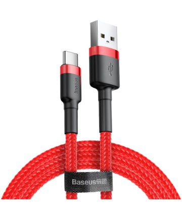 Baseus Gewoven USB-C Fast Charge Kabel 1 Meter Rood Kabels