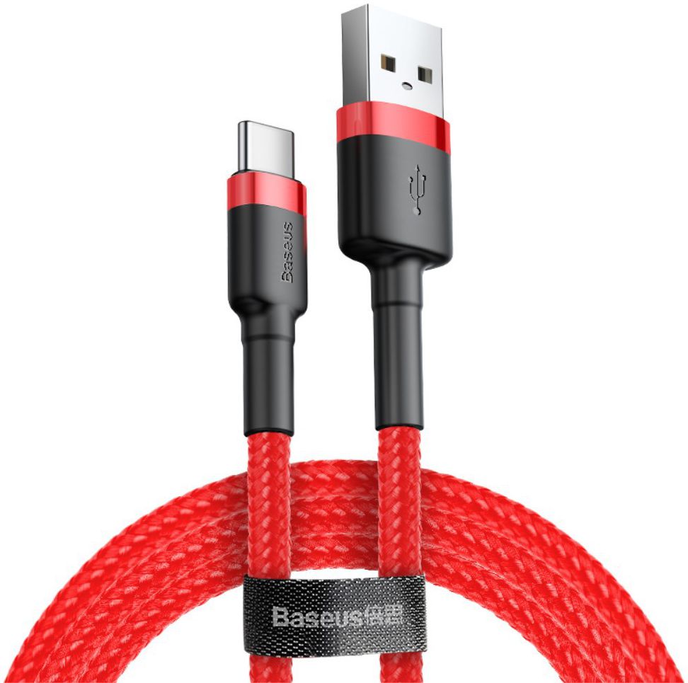 Baseus Gewoven USB-C Fast Charge Kabel 1 Meter Rood afbeelding 1