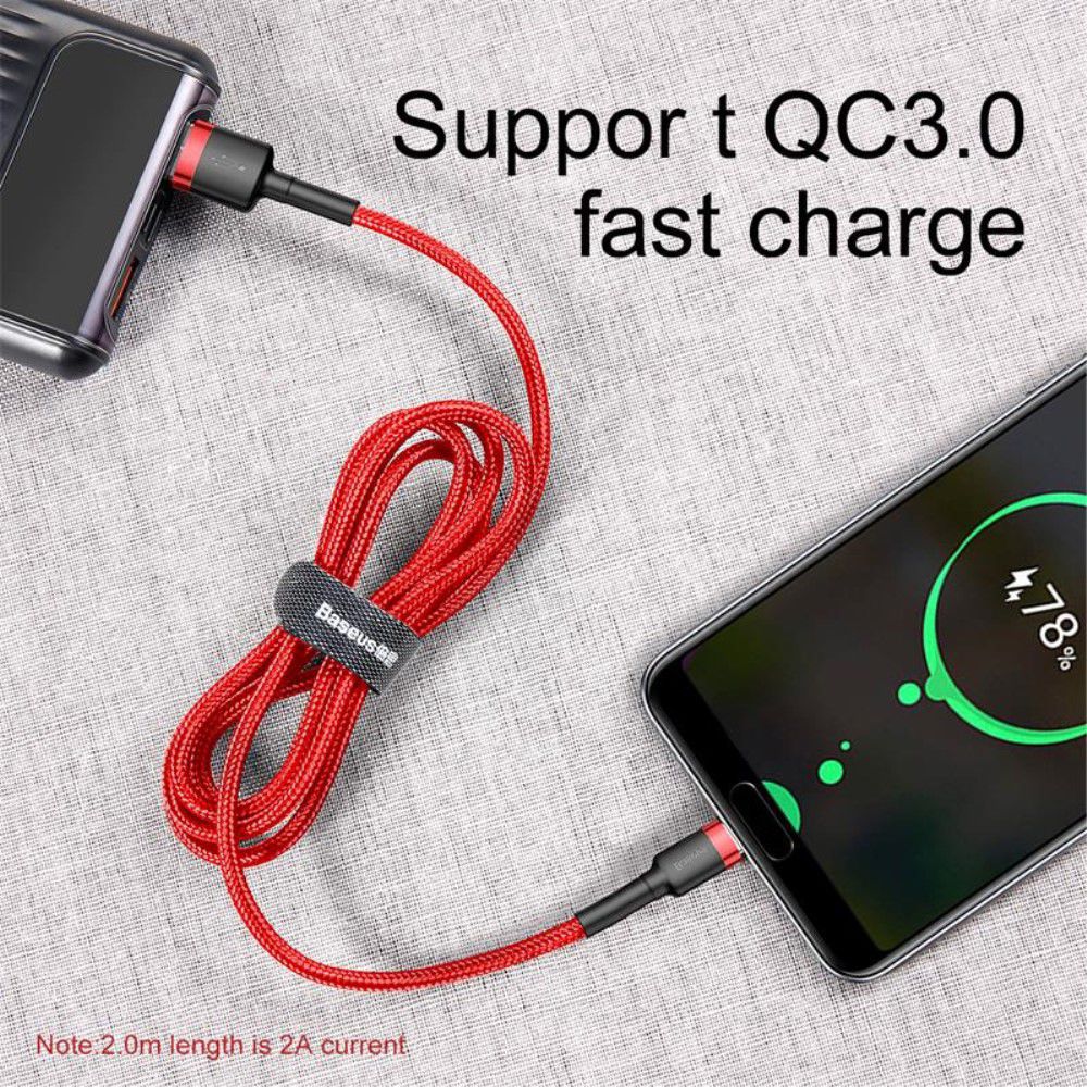 Baseus Gewoven USB-C Fast Charge Kabel 1 Meter Rood afbeelding 11