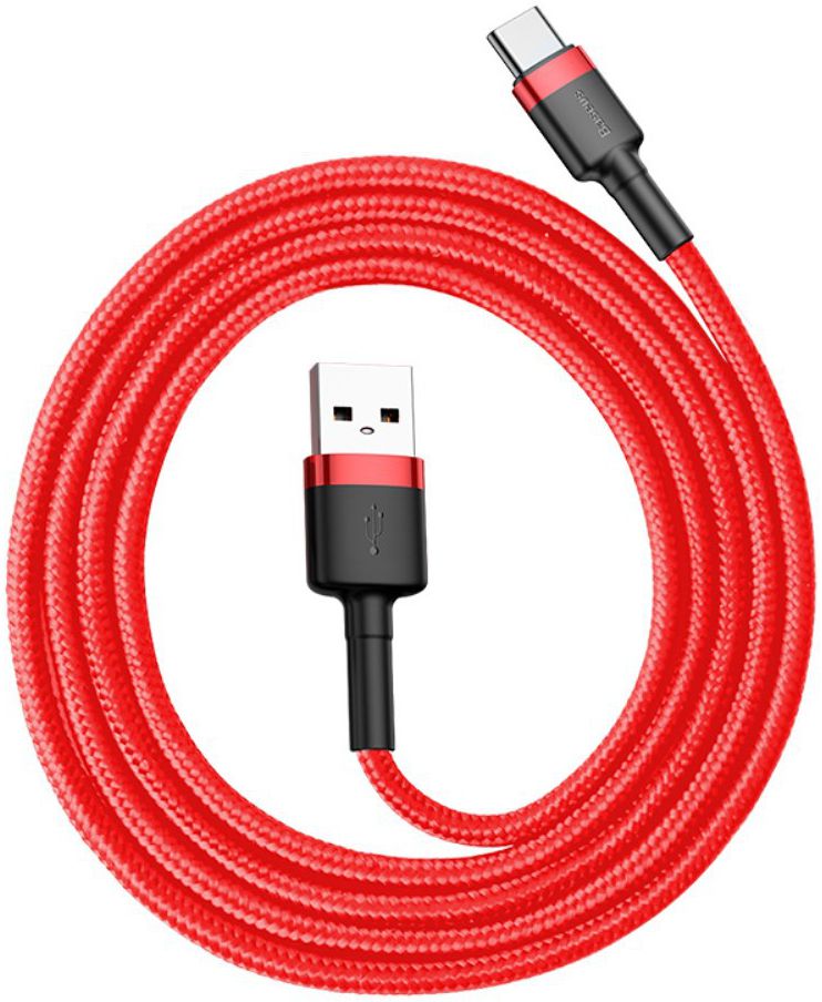 Baseus Gewoven USB-C Fast Charge Kabel 1 Meter Rood afbeelding 2