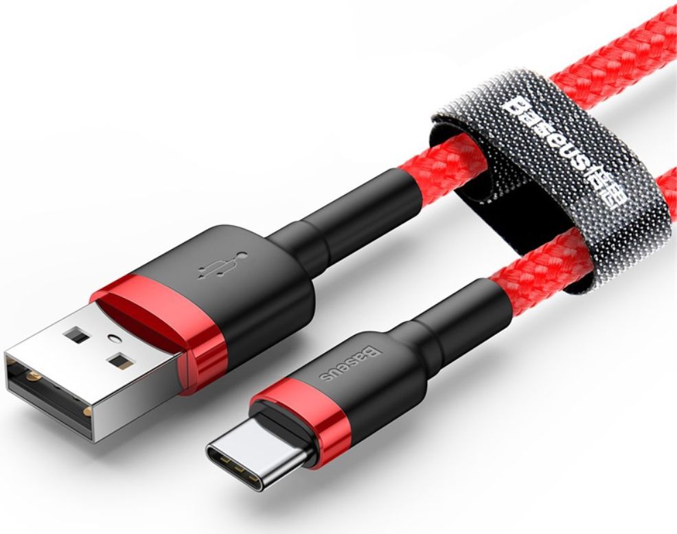 Baseus Gewoven USB-C Fast Charge Kabel 1 Meter Rood afbeelding 3