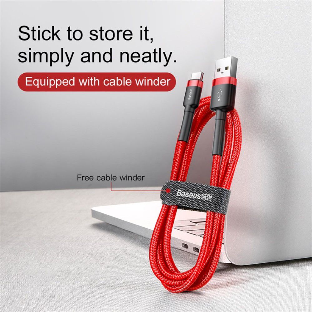 Baseus Gewoven USB-C Fast Charge Kabel 1 Meter Rood afbeelding 8